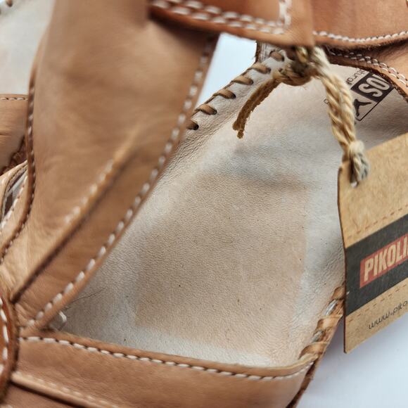 Pikolinos Brown Leather Wedge Sandals EU 40 US 9-9.5 Slingback Comfort - Picture 4 of 8